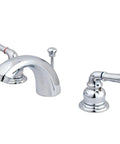 Magellan Mini Widespread Lavatory Faucet With Pop Up Drain Deck Mounted Four To Eight Inch Spread Three Hole Installation Polished Chrome