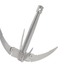 Folding Grappling Hook With 4 Sharp Prongs Aluminum Survival Anchor Tool displayed showing its compact design
