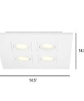 9.2W White Integrated LED Flush Mount Ceiling Light, Ultra Efficient, Modern Flat Fixture, top view, dimensions 14.5 inches square