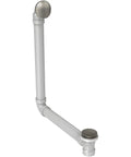 Low Profile Bathtub Drain Kit With Brushed Nickel Finish And Manual Toe Tap Mechanism Smooth Slide Slip Cover visible from side angle.