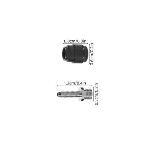 4 Piece Set Hydraulic Disc Brake Connector Oil Needle Insert Kit with black aluminum alloy olive head and measurements.