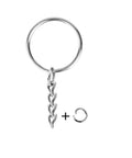 Split Key Ring Kit With Chains And Jump Rings, 100 Pieces, 1 Inch Silver Nickel Key Rings for DIY projects, visible ring and chain close-up