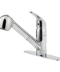 Pfirst Series One Handle Pull Out Kitchen Faucet In Polished Chrome Water Efficient Model ADA Accessible Easy Install Modern Finish Single Hole Design