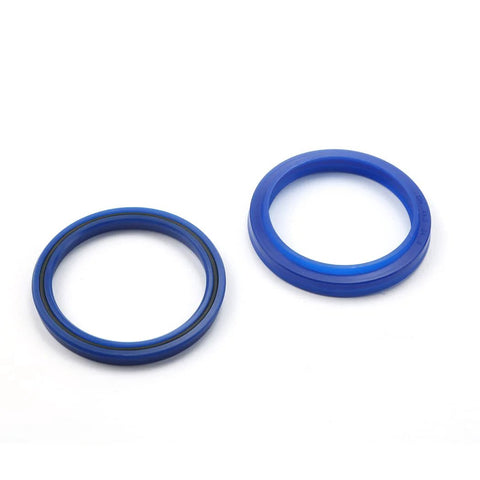Two blue hydraulic cylinder seal rings for log splitter rebuild kit; fits 4.5 in bore.