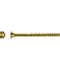 Strong-Drive Subfloor Collated Screws Size Nine By Two And One Half Inch T25 Yellow Zinc, No-Hassle Start Tip, top view and side view