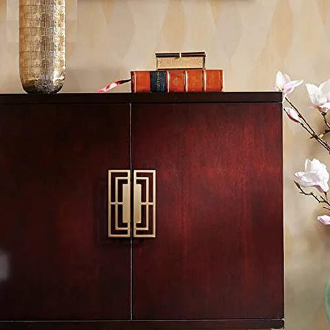 Gold Brushed Copper Finish Cabinet Handles Set Of Six 100mm Long 32mm Wide 20mm Thick Double Hole 32mm Center To Center Zinc Alloy Pulls