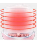 Slick Digital Food Dehydrator Featuring Five Stackable Trays Adjustable Heat Control Plus Solid Forty Eight Hour Timer with visible heat circulation.