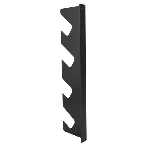 Top Shelf Heavy Iron Shovel And Rake Holder Wall Mounted Shed Tool Rack Rust Proof Open Design with slots for organizing tools.