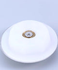 Top view of a Stainless Steel Bathtub Stopper for 40-45mm Drain Holes with white finish and brass center.