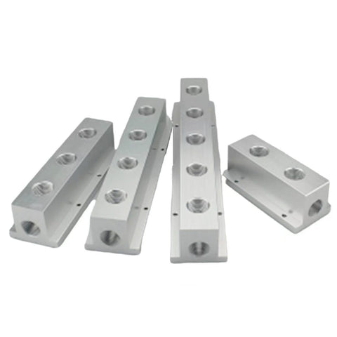 Heavy Duty Aluminum Pneumatic Air Manifold Block Splitter One Quarter Inch BSPP Female T Shape 2 Way 4 Port Up To 8 Way Port Configurations Pro Grade DIY Shop Ready