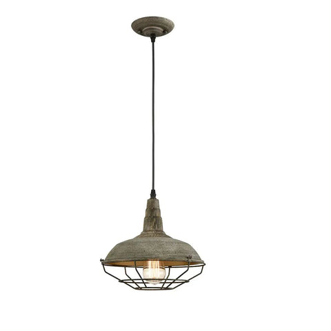 Farmhouse Barn Pendant Light With Dimmable Hanging Ceiling Fixture Industrial Cage Shade In Stained Charcoal Mold Finish view