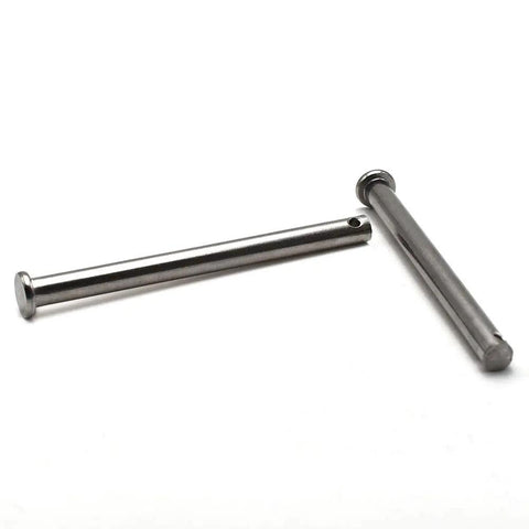 Heavy Duty 304 Stainless Steel Clevis Pins M8 X 100mm Single Hole Flat Head Pin For Hitch Pin Lock Systems, shown in 2 pack