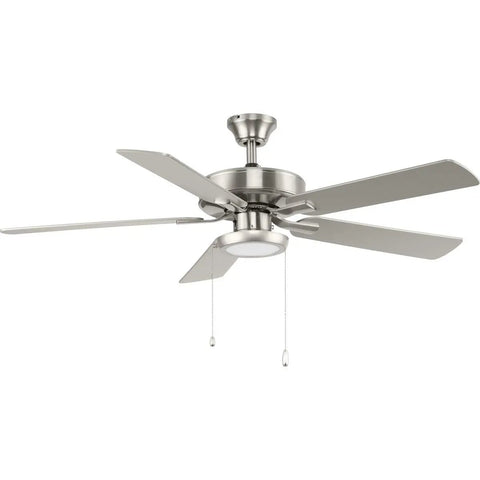 AirPro 1 Light Integrated LED Ceiling Fan Light Kit With Edgelit Dope Design Transitional Painted Nickel Finish And Opal Shade