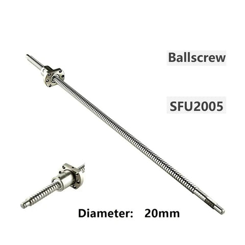 Premium 1 Meter SFU2005 Ball Screw Set With Precision Ground Rod And Smooth Rolling Nut For DIY CNC Machines with 20mm diameter.