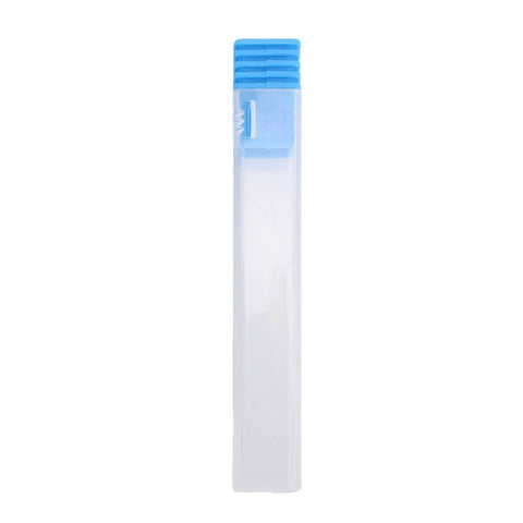 Gowenic Professional Woodworking Flush Trim Router Bit With 1/4 Inch Shank Spiral Up Down Cut Carbide Blade And Bottom Bearing For Perfect Edging Trimming On CNC Tables And Template Guide Jobs, clear storage case with blue lid.