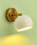 Modern Brass Wall Sconce Light Fixture, Hardwired Wall Lamp, Mid Century Modern Lamp with white powder-coated shade.