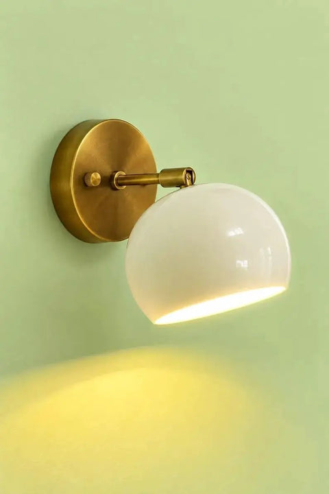 Modern Brass Wall Sconce Light Fixture, Hardwired Wall Lamp, Mid Century Modern Lamp with white powder-coated shade.