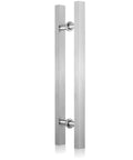 Door Pull Handle For Barn And Sliding Doors, Modern Square H Shape Push Pull Door Handle, Silver 60 Cm 24 In, Built Tough Stainless Steel, Rust Resistant, Easy Install Kit Included, view showing side profile.