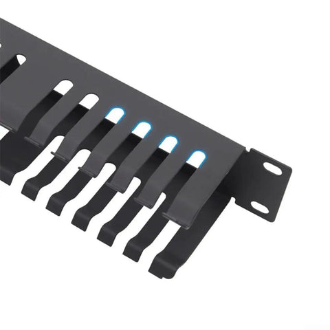 Rock Solid 24 Port Network Patch Panel For 19 Inch Rack Mount With Standard Rj45 Jacks Heavy Duty Cable Management Gear showing cable management slots.
