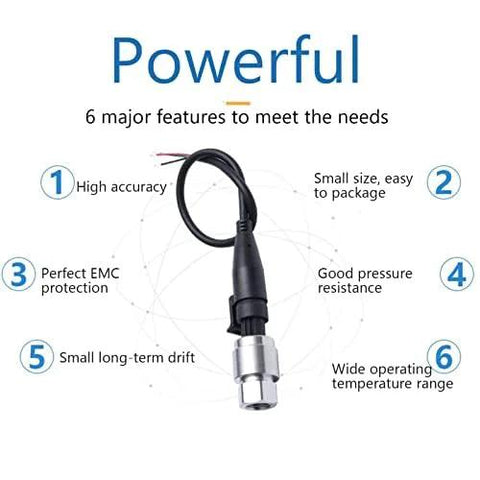 100 PSI pressure transducer sensor with 316 stainless steel body and 1/8 in NPT thread