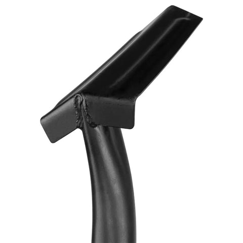 Close-up view of V-angled head of TruPro California Trenching Shovel With 4 Inch 13 Gauge Steel Blade, sharp bottom details visible.