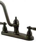 Templeton 8 Inch Kitchen Faucet With Brass Sprayer In Oil Rubbed Bronze Finish Solid Brass Construction Four Hole Deck Mount