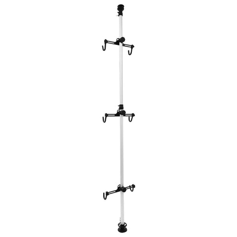 Three Bike Vertical Storage Rack, Floor To Ceiling Freestanding Hanger With 360 Degree Adjustable Hooks, heavy duty bike pole