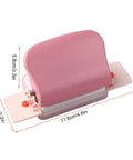 Six Hole Puncher For Loose Leaf Notebooks, pink handheld metal circle paper puncher with A4 A5 B5 size markings, 5 sheet capacity