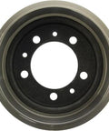 Brake drum, Centric C-Tek; gray outer drum with black inner hub and multiple mounting holes.
