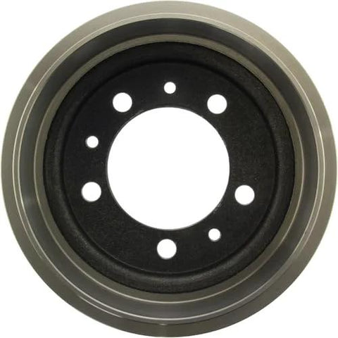 Brake drum, Centric C-Tek; gray outer drum with black inner hub and multiple mounting holes.