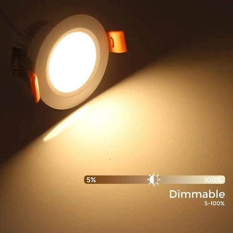 2 Inch Recessed LED Downlights Dimmable 3W Energy Saving Equivalent To 35W Halogen 3000K Warm White CRI 80 in dimmable display