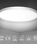12 Inch LED Flush Mount Ceiling Light Black 5000K Daylight White 24W 240W Equivalent Dope Ultra Thin Flat Modern Ceiling Fixture 3200 Lumen