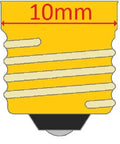 G3.5 screw base measured at 10mm illustrating compatibility with Top Shelf 245 Miniature Light Bulbs.