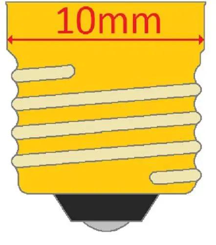 G3.5 screw base measured at 10mm illustrating compatibility with Top Shelf 245 Miniature Light Bulbs.