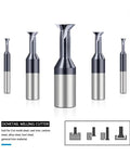 Five-piece dovetail milling cutter set with 45/60-degree carbide end mills for metal machining (Amazon)