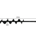 Heavy Duty 3 Inch Wide 24 Inch Long Metal Earth Auger Drill Bit For Garden Planting And Planter Boxes with dimensions