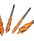 Four orange-coated woodworking drill bits, 12mm x 165mm, high-carbon steel for door lock drilling