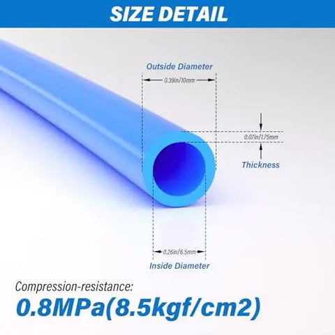 Blue 10mm Outer Diameter Pneumatic Tubing Pipe 6.5mm Inner PU Polyurethane Air Hose For Air Compressors And Fluid Transfer size details