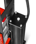 Close-up of hydraulic component of Beefy 30 Ton H Frame Air Hydraulic Shop Press With Hand Winch And Pin Kit Fully Welded Steel Frame