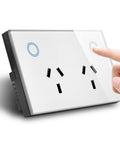 Fresh Double Wall Socket With Smooth Crystal Tempered Glass Panel Touch On Off Button Recessed Power Outlet 10 Amp 110V To 240V Compatible in use