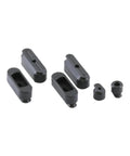 Long Oval Suction Cup For Industrial Pneumatic Systems With Powerful Vacuum Grip Nozzle. Set of black rubber cups for smooth surfaces.