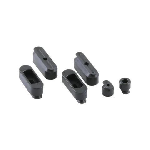 Long Oval Suction Cup For Industrial Pneumatic Systems With Powerful Vacuum Grip Nozzle. Set of black rubber cups for smooth surfaces.