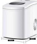 Reliable Countertop Ice Maker Machine Produces Straight Up Fast Round Cubes In Just Seven Minutes Compact Lightweight Design side view with dimensions