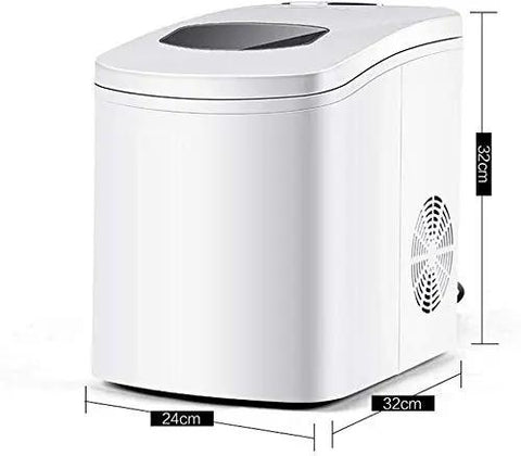 Reliable Countertop Ice Maker Machine Produces Straight Up Fast Round Cubes In Just Seven Minutes Compact Lightweight Design side view with dimensions