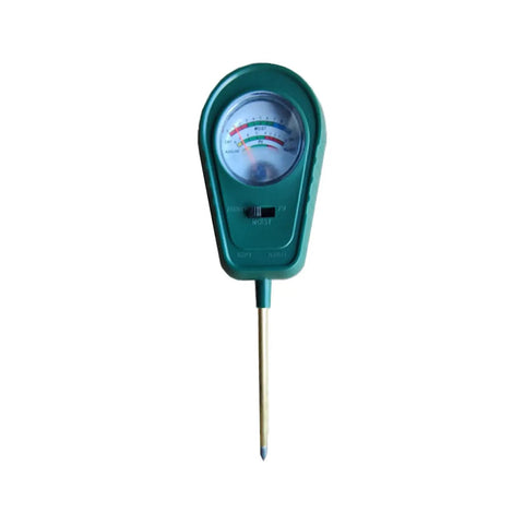 3 In 1 Soil Tester With Long And Short Probes For Moisture Fertility And Plant Water Needs, green meter with probe visible