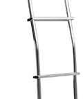 Hook Over Style Aluminum 4 Step Van Ladder For Ford E Series Vans 1980 To 2013 With Brite Dipped Polished Finish Heavy Gauge 1 Inch Tubing And Extra Thick Mounting Brackets For Strong Durable Safety Enhanced Access four-step aluminum van ladder, side view