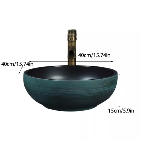 Bathroom Sinks Courtyard Ceramic Art Countertop Basin Creative Countertop Wash Basin Outdoor Bathroom Basin Wash Basin Vessel Vanity Sink Bowl Basin with measurements 40cm x 15cm.