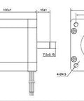Front and side CAD views of NEMA 24 stepper motor with dual 8mm shafts, 3A, 3.4Nm, 8-wire for CNC mill/lathe/router