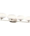 Sixteen Inch Two Light Vanity Light With Satin Etched Cased Opal Glass Shades In Polished Nickel Finish For Totally Bright Ambient Bathroom Glow And Modern Classic Style, side view