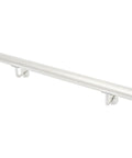 Rock Solid Wall Mounted Stair Handrail Forged From Premium Stainless Steel With Scratch Resistant Finish For Heavy Duty Support Up To Two Hundred Pounds And No Sweat Indoor Installation Today. Silver wall-mounted handrail with smooth finish.